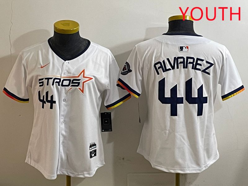 Youth Houston Astros #44 Alvarez White three generations Joint Name Nike 2025 MLB Jersey style 4